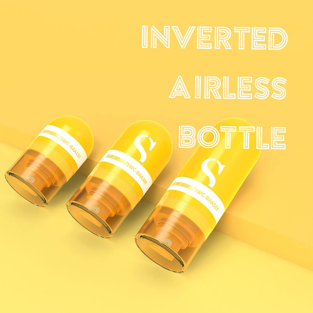 Inverted Airless Durable Bottle for Face 
* Available in 15ml, 30ml, and 50ml for face skincare applications.
* Inverted Airless Bottle that protects product integrity and reduces waste